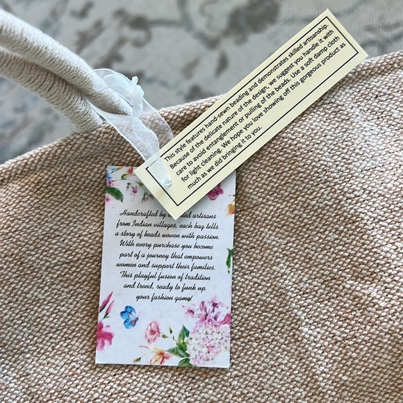 NWT Viral Tik Tok Beaded Sea Turtle Canvas Summer Beach Tote Bag Handcrafted - Picture 13 of 16